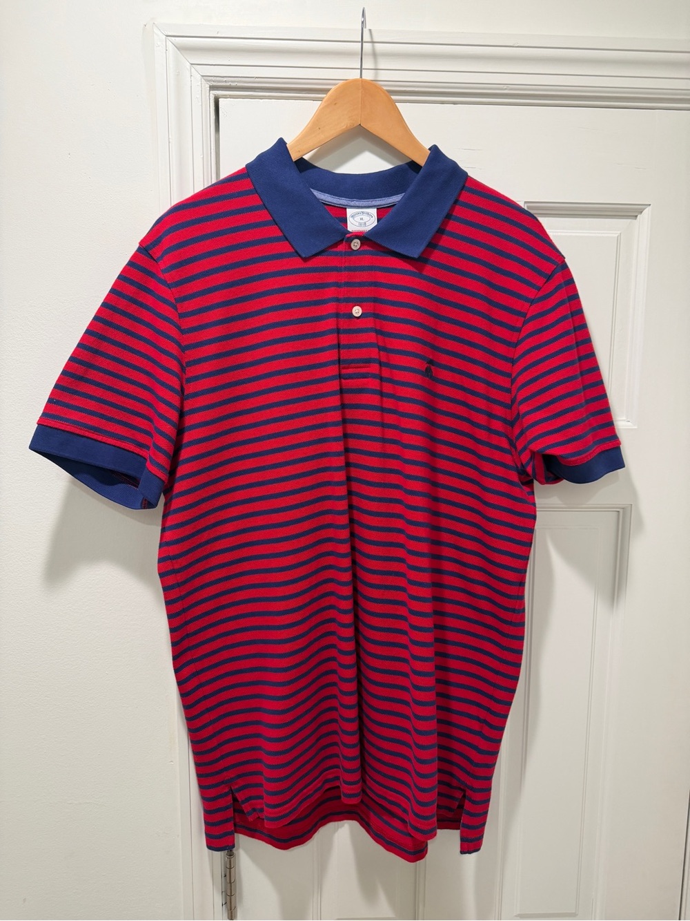 Brooks Brothers Red and Navy Striped Polo